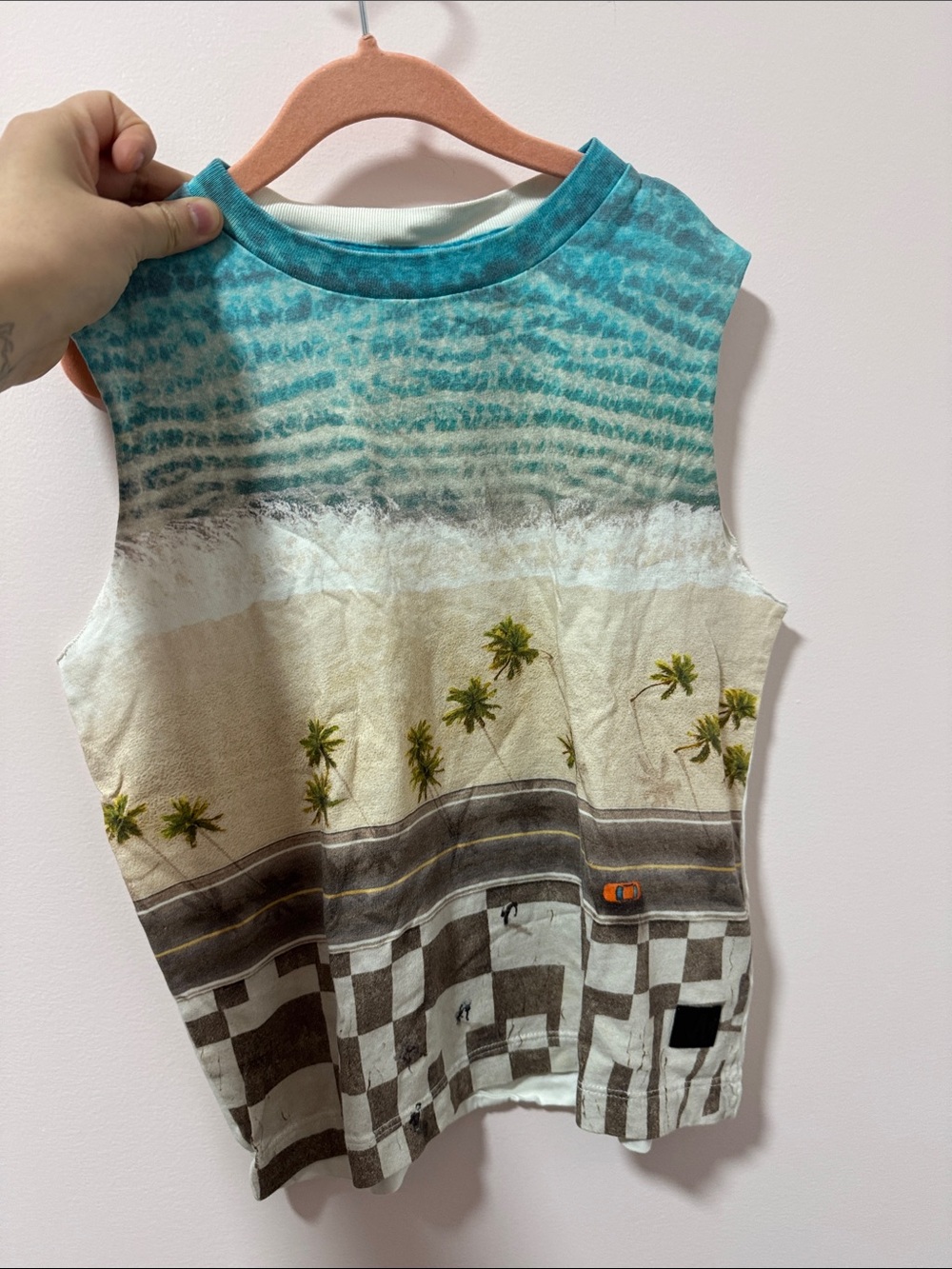Molo Kids Tank Top in Turquoise, Cream, Brown